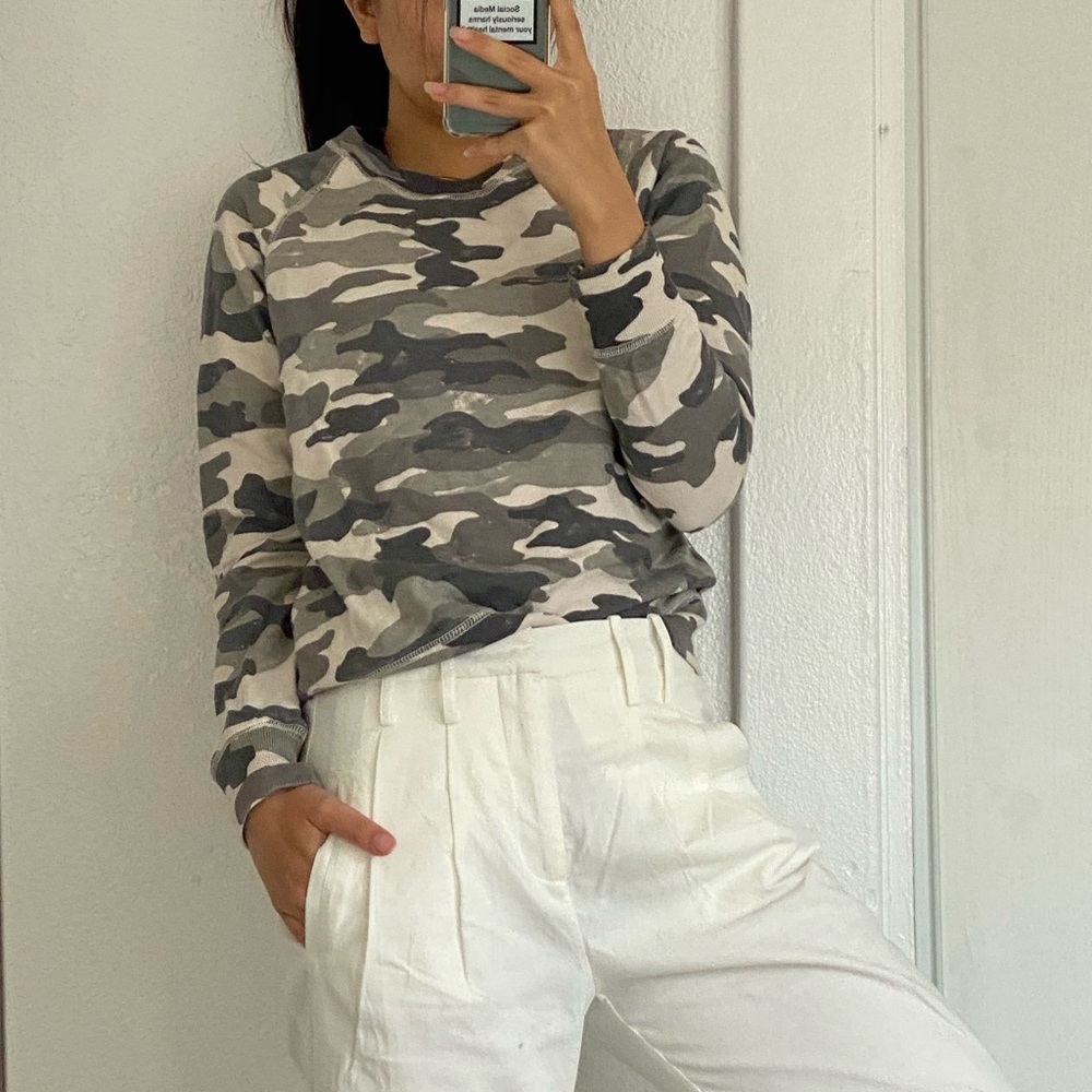 JCREW camouflage crew neck pullover